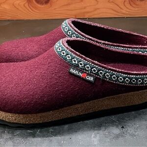 Haflinger Maroon Slip-On Wool Clogs
